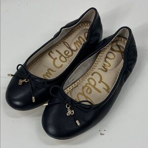 New Sam Edelman Felicia Mini Black Leather Ballet Flats Size 1